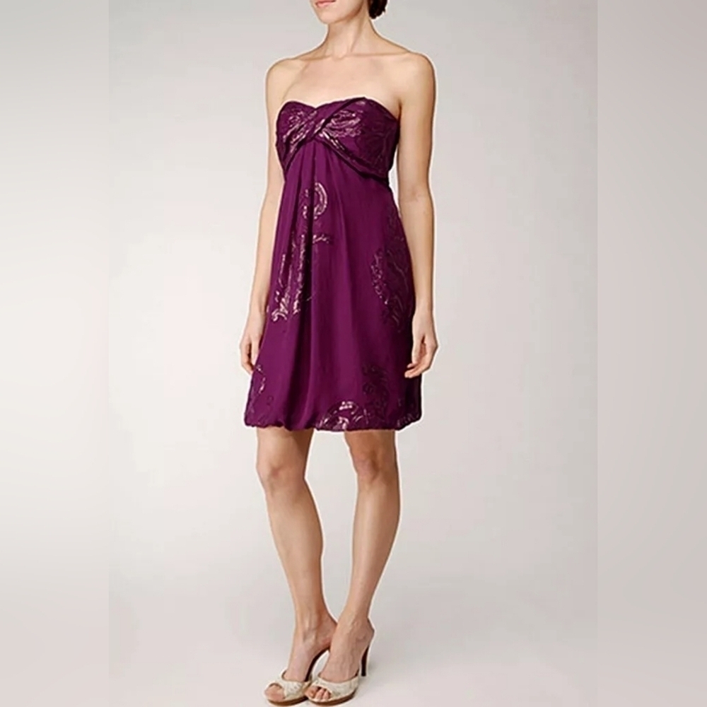 Nicole Miller Diossa Luna Strapless Mini Dress Magenta Purple Size 0
